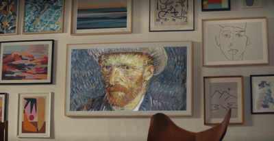Vincent van Goghs Zelfportret op een Samsung televisie