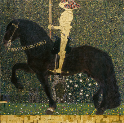 Gustav Klimt, Het leven is een strijd (De gouden ridder), Olieverf, tempera en bladgoud op doek, 100 x 100 cm, Aichi Prefectural Museum of Art
